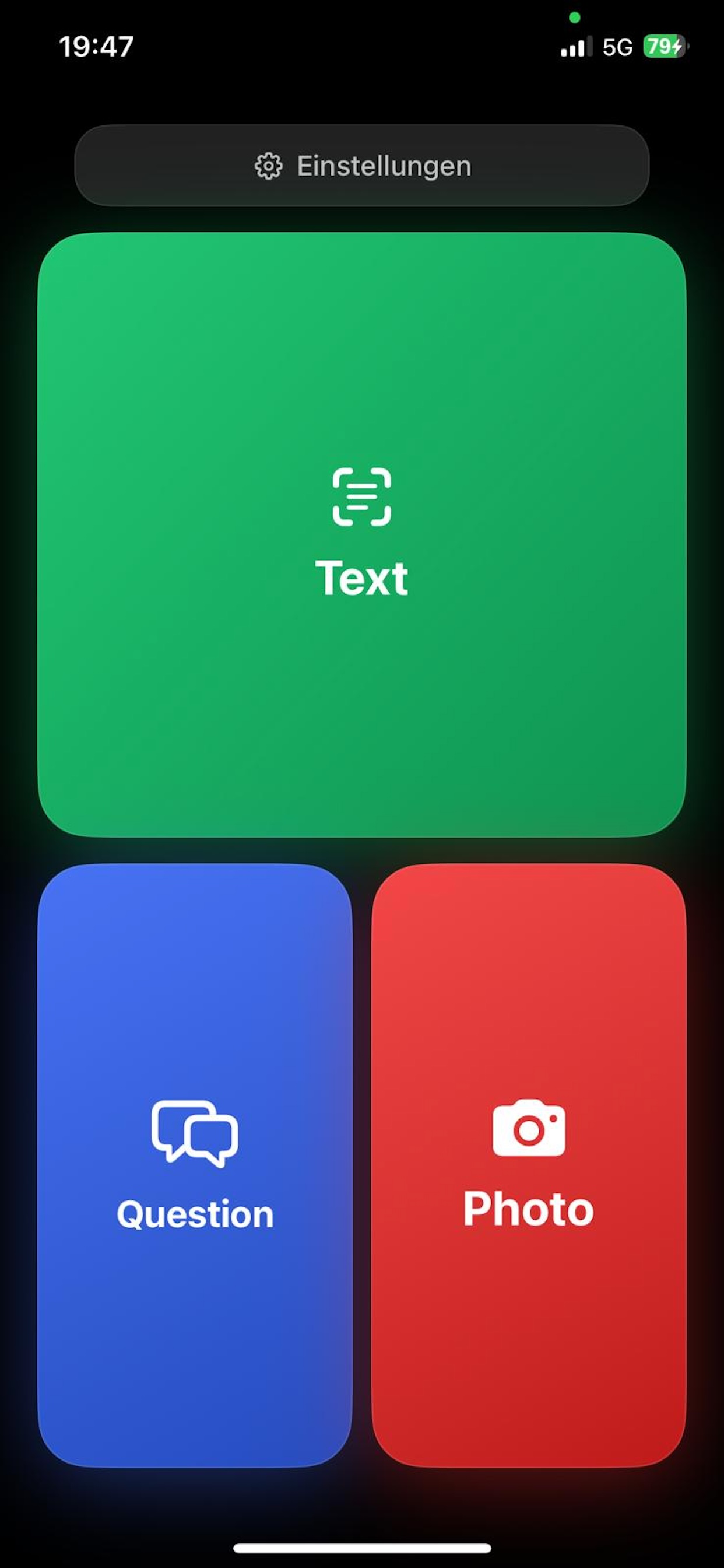 Urobi App Hauptbildschirm